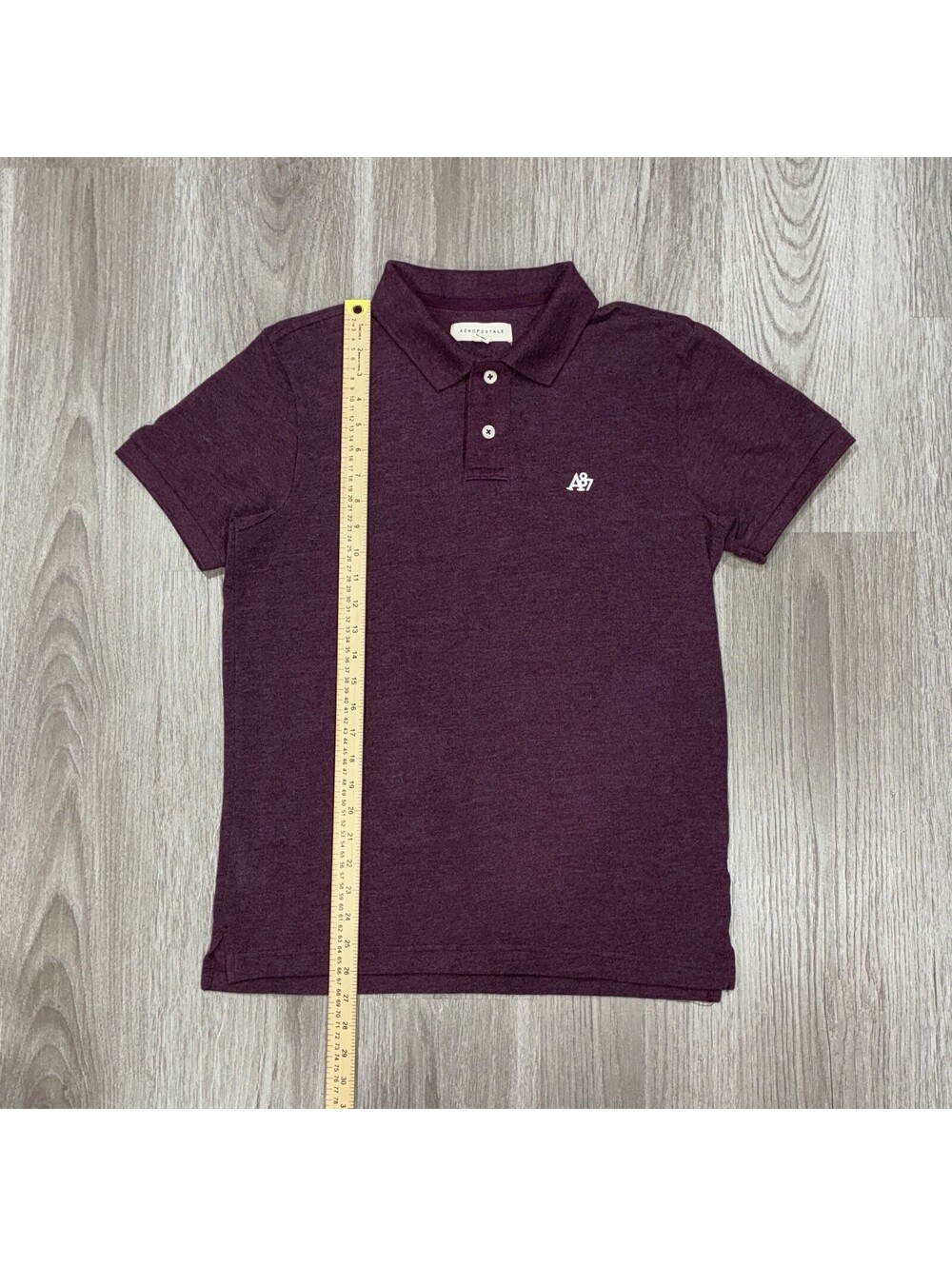 Aeropostale Mens Short Sleeve Polo Shirt Medium Heather Burgundy Purple Logo